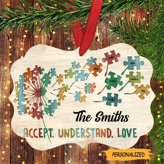 Accept Understand Love Personalized Medallion Ornament Autism Awareness, Gift For Family, Autism Warrior, Autism Puzzle Ornament - Thegiftio UK