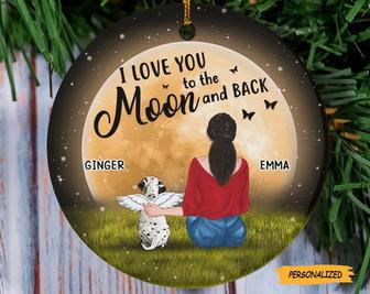I Believe There Are Angels Among Us, Personalized Dog Mom Circle Ornament, Gift For Dog Lovers, Dog Mom, Dog Owner Gift, Custom Girl And Dog - Thegiftio UK