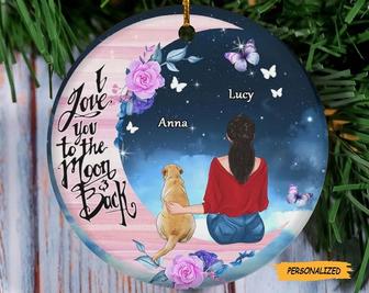 I Believe There Are Angels Among Us, Personalized Dog Mom Circle Ornament, Gift For Dog Lovers, Dog Mom, Dog Owner Gift, Custom Girl And Dog - Thegiftio UK