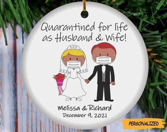 Bride and Groom Personalized Ornament, Married During Quarantine Funny ornament, Wedding Ornament, Just Married Ornament, Custom Couple Gift - Thegiftio UK