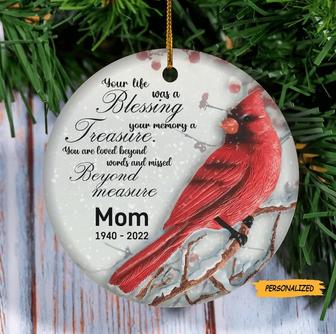Cardinal Memorial Christmas Ornament, Your Life Was A Blessing, Personalized Memorial Ornament, Sympathy Gift, Christmas Tree Decorations - Thegiftio UK