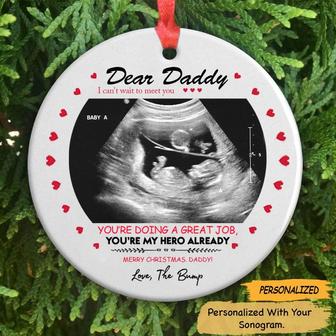 Christmas Day Gift for Daddy to be, Sonogram Circle Ornament, Bump's First Christmas, New Dad Gift, Pregnancy Gift, Expecting Dad Gift - Thegiftio UK