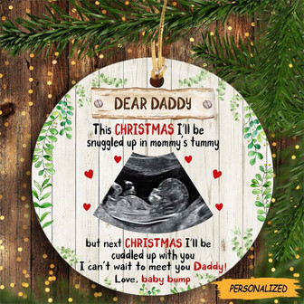 Christmas Gift For Dad To Be Dear Daddy This Xmas With You Personalized Ornament, Gift From The Bump, New Dad Gift, Expecting Dad Gift - Thegiftio UK