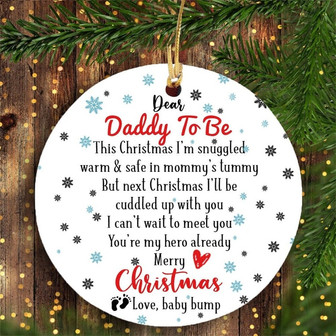 Christmas Gift For Daddy To Be My Hero Ornament, Bump's First Christmas, New Dad Gift, Pregnancy Gift, Expecting Dad Gift, Gift For New Dad - Thegiftio UK