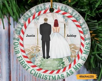 Christmas Gift For Spouse, Personalized First Christmas Married Ornament, Our First Christmas As Mr And Mrs, Just Married Ornament - Thegiftio UK