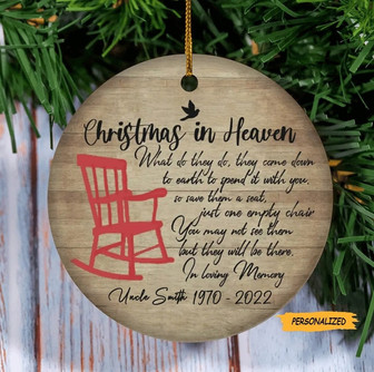 Christmas in Heaven Poem and Rocking Chair, Personalized Custom Christmas Memorial Ornament, Remembrance Keepsake, Sympathy Gift - Thegiftio UK