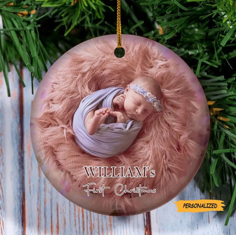 Custom Baby’s First Christmas Ornament, Personalized Baby Photo Ornament, Baby Keepsake Ornament, New Baby Gift, Newborn Gift, Baby Shower - Thegiftio UK
