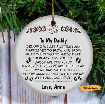 To My Daddy From Mommy’s Tummy, Personalized Custom Baby Name Christmas Ornament, Pregnancy Announcement Gift For Dad To Be, New Dad Gift - Thegiftio UK