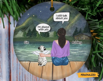 Dog At The Beach Memorial Personalized Ornament, Memory Gift For Dog Loss, Dog Lovers, Gift For Dog Owner, Custom Girl And Dog Gift - Thegiftio