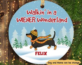 Dog Christmas Dachshund Wiener Wonderland Personalized Dog Decorative Christmas Ornament, Gift for Dog Lovers, Custom Dog Gift - Thegiftio UK