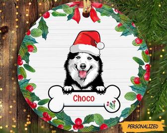 Dog Wreath Christmas Personalized Circle Ornament, Gift for Dog Lovers, Christmas Gift for Dog Lovers, Custom Dog Gift, Dog Lover Gift - Thegiftio UK