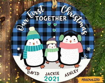 Family First Christmas Together, Personalized Family Circle Ornament, Mommy and Daddy Gift, New Parent Gift, Baby First Christmas - Thegiftio