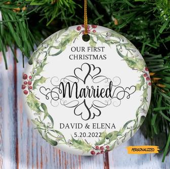 First Christmas Married Ornament, Personalized Ornament, Our First Christmas Married as Mr and Mrs Ornament, Just Married Ornament - Thegiftio UK