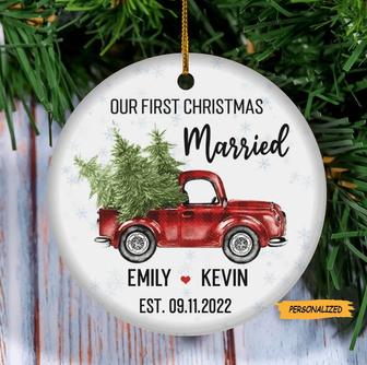 Our First Christmas Married, New Mr & Mrs Gift, Personalized Custom Name Holiday Christmas Ornament, Gift For Couple, Newlywed Gift - Thegiftio UK