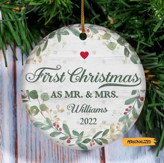 Our First Christmas as Mr and Mrs Christmas, Personalized Custom First Christmas Married Ornament, Personalized Wedding Ornament, Keepsake - Thegiftio UK