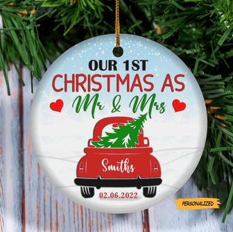Our First Christmas as Mr and Mrs Ornament, First Christmas Married Ornament, Christmas Truck, Just Married Ornament, Personalized Ornament - Thegiftio UK