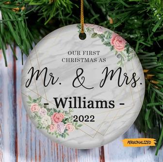 Our First Christmas as Mr and Mrs Ornament, Personalized First Christmas Married Ornament, Married Christmas Ornament, Wedding Gift - Thegiftio UK
