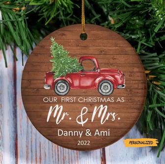 Our First Christmas as Mr and Mrs Ornament, Married Christmas Ornament, Christmas Truck Ornament, Custom Wedding Gift, Christmas Keepsake - Thegiftio UK