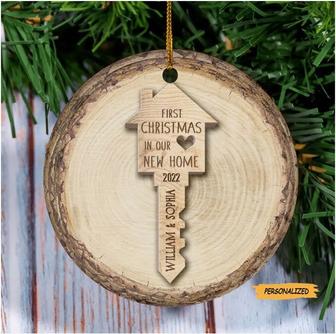 First Christmas in Our New Home Ceramic Ornament, Personalized Christmas Ornament, First Home Ornament, Christmas Gift for New Homeowners - Thegiftio UK