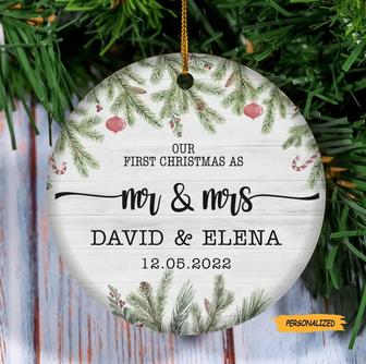 Our First Christmas Ornament, Personalized Ornament, Botanical Ceramic Christmas Ornament, Just Married Ornament, Wedding Gift, Couple Gifts - Thegiftio UK