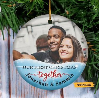Our First Christmas Together, Personalized Custom Couple Ornament, Anniversary Gift For Couple, Custom Photo Couple, Christmas Gift - Thegiftio