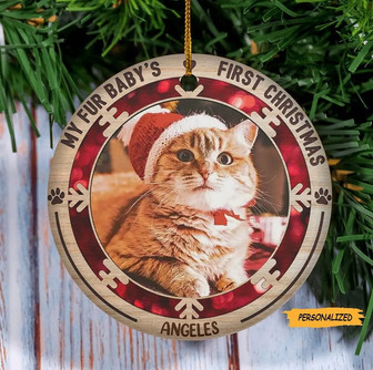 My Fur Baby’s First Christmas, Personalized Custom Photo Christmas Ornament, Upload Image, Gift For Pet Lovers, Christmas Gift - Thegiftio