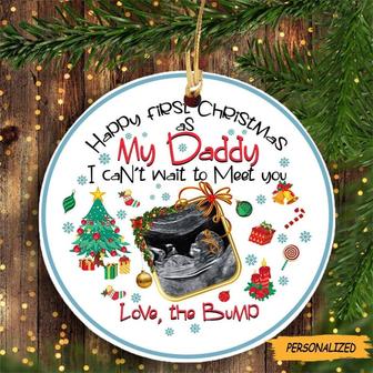 Happy First Christmas As My Daddy Personalized Circle Ornament with Ultrasound, Gift for Dad to be from The Bump, New Dad Gift - Thegiftio
