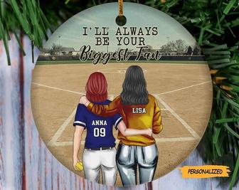 I’ll Always Be Your Biggest Fan, Personalized Custom Softball Mom Christmas Ornament, Christmas Gift, Birthday Gift, Softball Players - Thegiftio UK