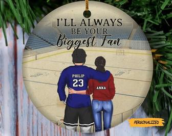 I’ll Always Be Your Biggest Fan, Personalized Custom Hockey Christmas Ornament, Christmas Gift For Couple, Hockey Lovers, Hockey Player Gift - Thegiftio UK
