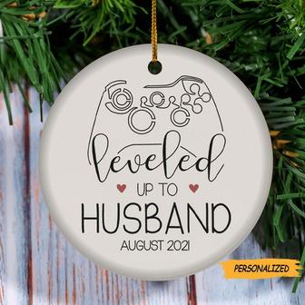 Leveled Up To Husband, Personalized Christmas Ornaments, Husband Christmas Gift, Gamer Gifts, Gift For Husband, Custom Husband Gift Ornament - Thegiftio UK
