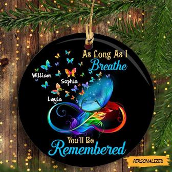 As Long As I Breathe You'll Be Remembered Personalized Cardinal Memorial Ornament, Remembrance Ornament, Memorial In Heaven, Memorial Gift - Thegiftio UK