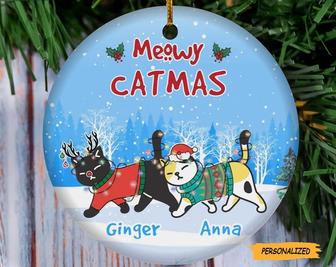 Meowy Catmas Personalized Ornament, Christmas Gift For Cat Lovers, Dear Santa The Dog Did It, Cat Owner Gift, Cat Ornament, Funny Ornament - Thegiftio UK