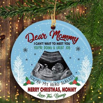 Merry Christmas From The Bump Personalized Circle Ornament With Sonogram, mom to be, new mom gift, Bump's First Christmas, Gift From Bump - Thegiftio UK