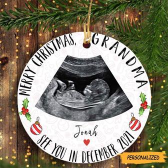 Merry Christmas Grandma See You, Personalized Ultrasound Photo Ornament, Gift For Grandma To Be, Expecting Grandma, First Christmas Grandma - Thegiftio