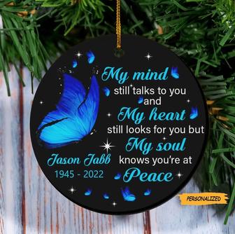 My Mind Still Talks To You, Personalized Custom Memorial Christmas Ornament, Gift For Loss Of A Loved One, Custom Name Ornament - Thegiftio UK