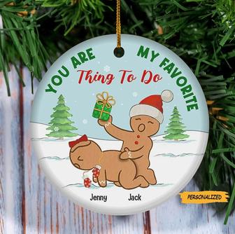 Naughty Dirty Gingerbread Couple Favorite Thing To Do, Personalized Custom Christmas Ceramic Ornament, Christmas Tree Decor, Funny Ornament - Thegiftio