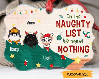 On The Naughty List And We Regret Nothing Personalized Ornament, Gift for Cat Lovers, Custom Cat Ornament , Cat Lovers Gift, Pet Ornament - Thegiftio