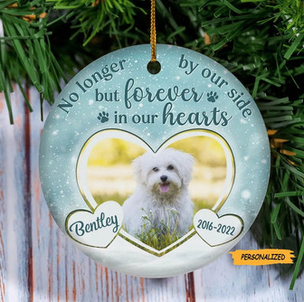 No Longer By Our Side, Personalized Custom Photo Christmas Ornament, Memorial Gift, Sympathy Gift, Christmas Gift For Loss Of Dog - Thegiftio UK