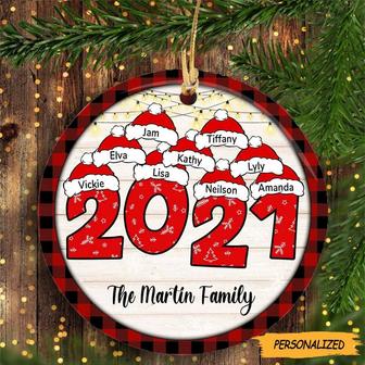 Personalized 2021 Family Christmas Circle Ornament, Custom Christmas Gif, Gift For Family, Parent Gift, Family Name Ornament - Thegiftio UK