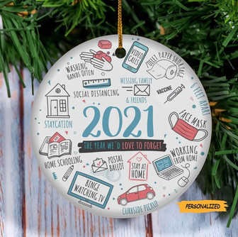 Personalized 2022 Christmas Custom Ornament, The Year We’d Love To Forget, Quarantine Activities, 2022 Christmas Decoration, Holiday Gift - Thegiftio UK