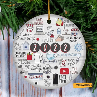 Personalized 2022 Christmas Ornament, Global Vaccinated 2022 Ornament, Pandemic Ornament, 2022 Keepsake Bauble, Coronavirus, Christmas Decor - Thegiftio UK