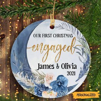 Personalized Anniversary Our First Christmas Engaged Couple Christmas Ornament, Couple Gift, Newlywed Gift, Custom Couple Gift - Thegiftio UK