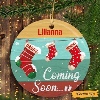 Personalized Baby Is Coming Little Sock Ornament, Christmas Gift For First Time Parent, Our First Christmas, New Parent Gift,Gift For Parent - Thegiftio UK