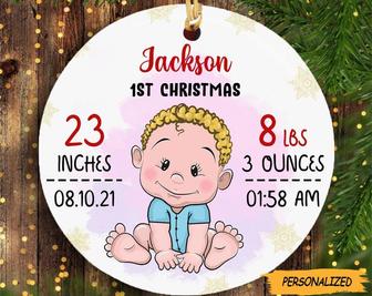 Personalized Baby First Christmas Circle Ornament, Christmas Gift, Baby First Xmas Round Shape Ornament, Baby Shower Gift, New Parent Gift - Thegiftio UK