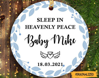 Personalized Baby Memo In Our Heart Circle Ornament, Baby Memorials Round Shape Ornament, First Communion Gift, Memorial Baby Ornament - Thegiftio
