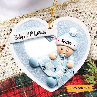 Personalized Baby’s First Christmas Ornament, Blue Baby Boy Newborn Gift, New Parent Gift, Baby Shower Gift, New Baby Ornament - Thegiftio UK