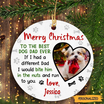 Personalized Best Dog Dad Ever Ornament, Christmas Gift For Dog Dad, Custom Dog Lovers Gift, Dog Owner Gift, Pet Lover Gift,Custom Photo Dog - Thegiftio