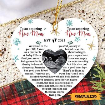 Personalized Bump First Time Mom Photo Heart Ornament, Christmas Gift For New Mom, New Mom Gift, Bump's First Christmas, First Time Mom Gift - Thegiftio UK