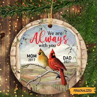 Personalized Cardinal Mom Dad Memorial Christmas Ornament, Loss of Parents, We’re Always With You Me Ornament, Gift For Parents - Thegiftio UK
