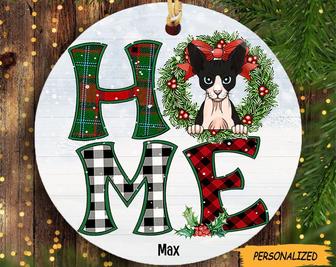 Personalized Cat Home Christmas Circle Ornament, Cat Christmas Ornament, Custom Cat Ornament, Gift For Cat Lover, Cat Ornament - Thegiftio UK